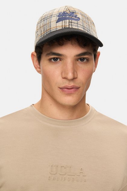 Șapcă de baseball Jermaine Milk Coffee cu broderie în carouri și cataramă metalică, potrivire standard, unisex.