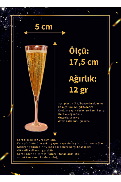 KARADENİZ PLASTİK Doğum Günü Parti Kokteyl Bride Yılbaşı 6'lı