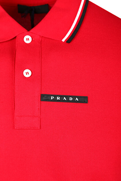 トップス PRADA Rubber Logo s/s Polo Shirt Black Piqué polo shirt | PRADA - Turkey