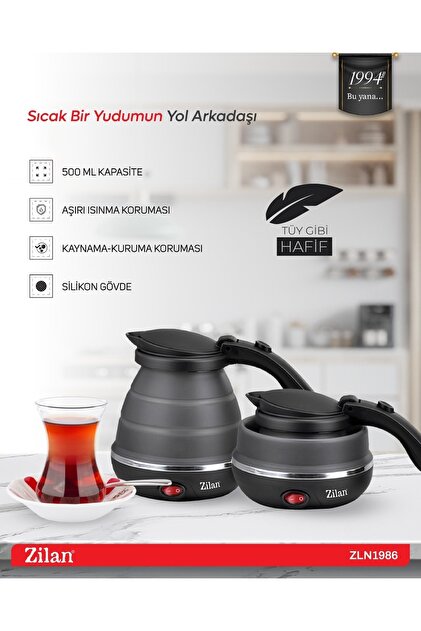 Zilan ZLN1986 Su Isıtıcı | 0,5 L. | 750W Katlanabilir Mini Seyahat