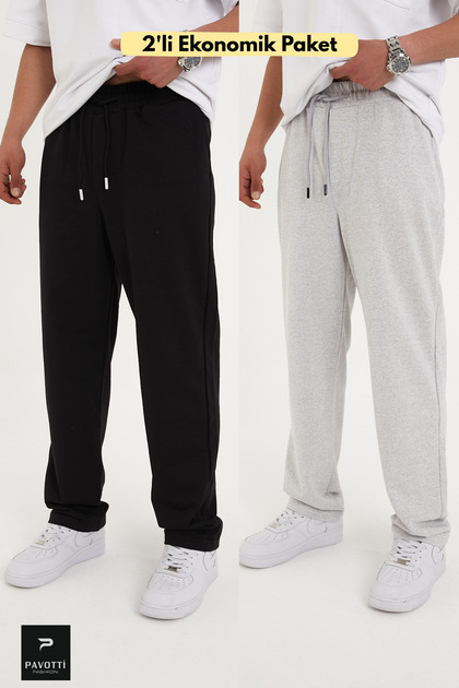 Erkek Baggy Eşofman Altı İki İplik 2'li Ekonomik Paket