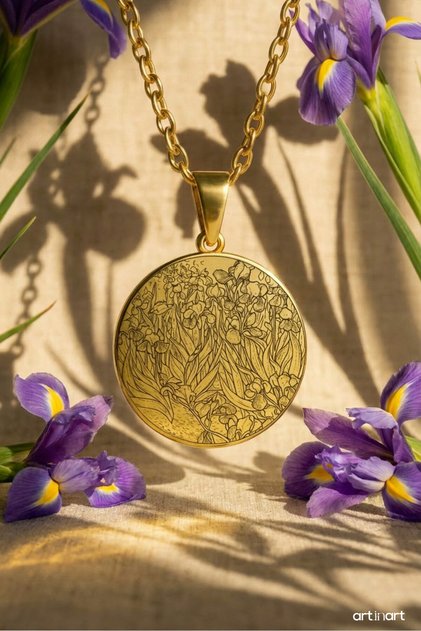 Irises - Vincent Van Gogh | 316L Steel Necklace