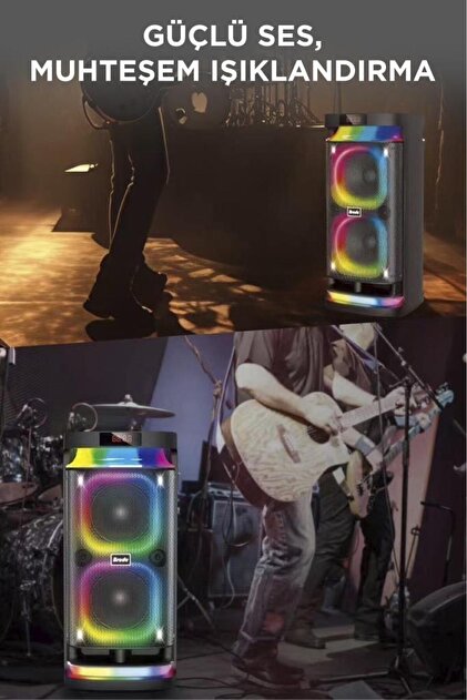 Torima BTS-1989 Rgb Işıklı Karaoke Mikrofonlu Kumandalı Bluetooth