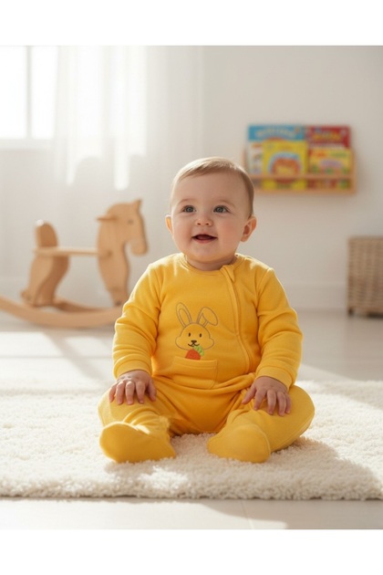 Babydoıla Velvet Zippered Footed Jumpsuit