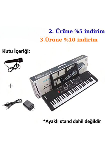 MultiZone 61 Tuşlu Elektronik Org Piyano Mikrofonlu Işıklı Adaptör
