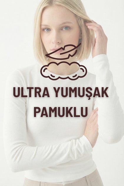 Kadın 2'li Bisiklet Yaka Basic Ultra Soft %100 Pamuk Uzun Kol Bluz - Lacivert Beyaz 2