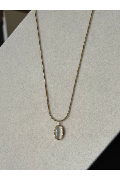 Stone Detailed Steel Necklace