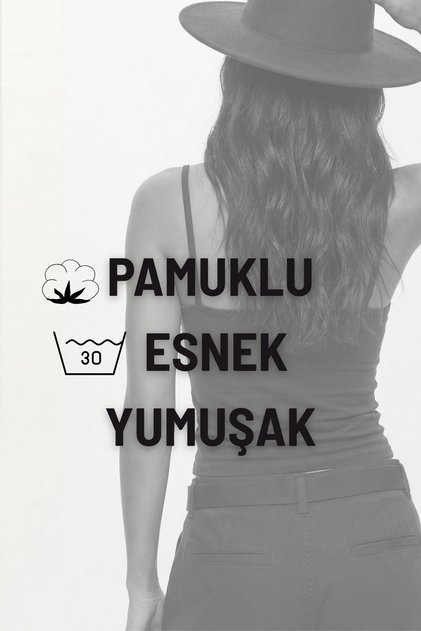 Askılı %100 Pamuk Bluz - Beyaz 3
