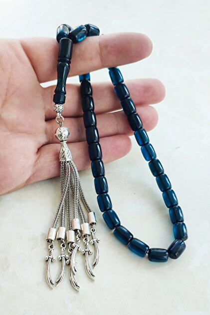 Fire Amber Prayer Beads / Zulfiqar Detailed Non-Tarnish Metal Tassel