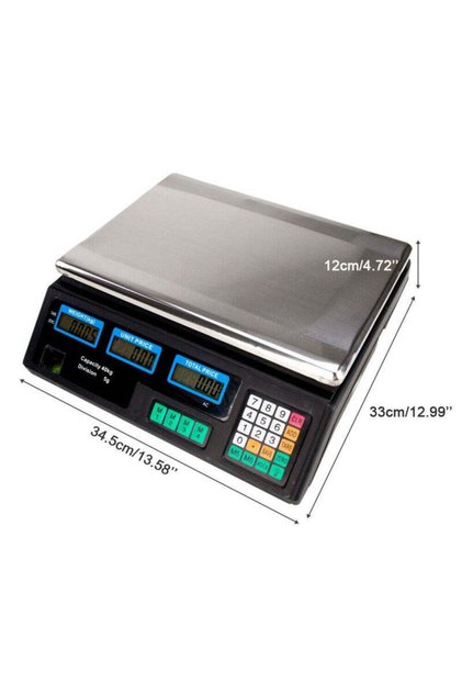 Cântar Electronic Comercial 40 kg cu Acumulator, Afișaj Dublu, Încărcare Rapidă și Funcții Avansate