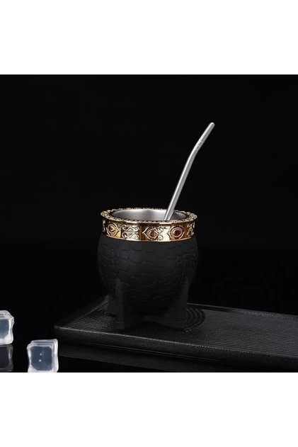 180ml Black Wide Mouth 180ML Stainless Steel Double Wall Cup Coffee Beer Insulated Tumbler Yerba Mat