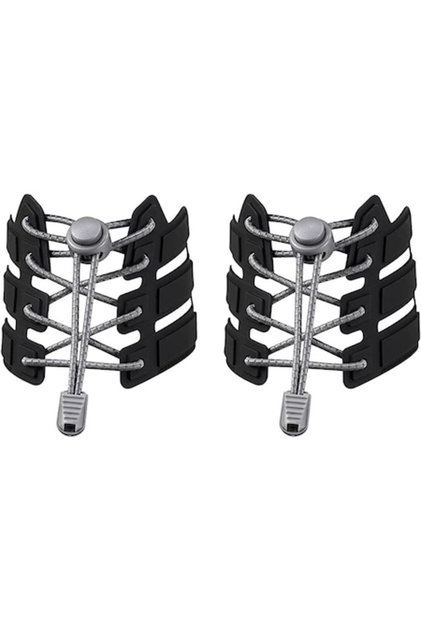 Șireturi elastice reflectorizante NO TOUCH cu capsulă metalică, rotunde, gri