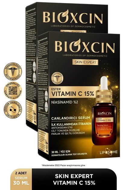 Ser revitalizant cu vitamina C 15% 2X30 ml - Ester C Niacinamidă (Vitamina B3)