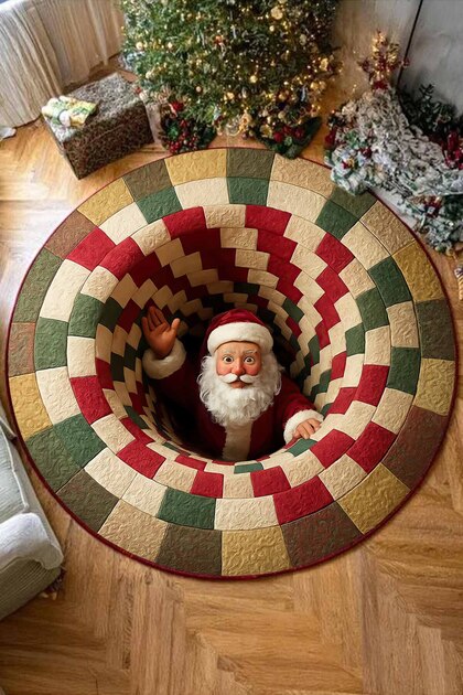 3 BOYUTLU YILBAŞI HALISI LEKE TUTMAZ KAYMAZ TABAN ÖZEL 3 BOYUTLU NOEL BABA