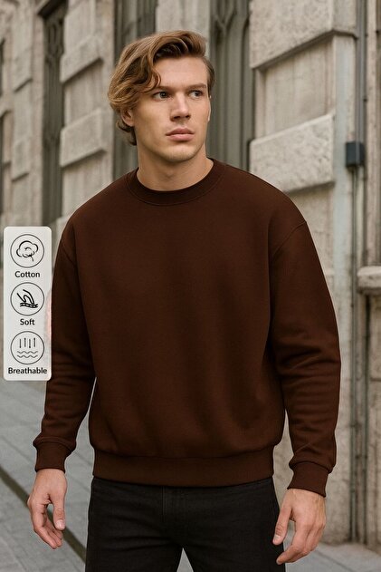Men's Solid Basic Circular Neck Sweatshirt