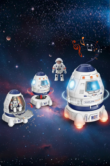 Sesli ve Işıklı Uzay Mekiği Seti - Açılabilir Kapaklı Space Uzay Kapsülü ve Astronot Figür Oyuncak