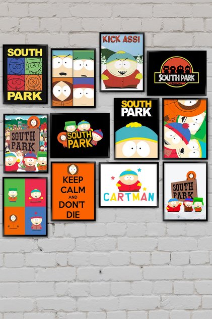 South Park Animasyon Çizgi Dizi Duvar Dekorasyon 12li Dekoratif MDF Tablo Seti