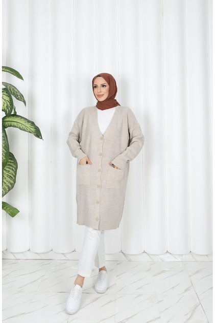 Corded Fabric Knitwear Pocket Cardigan