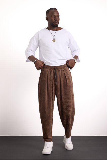 Unisex Relaxed Fit Original Design Pleated Velvet Trousers