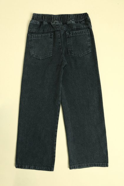 Elasticated Waist Girls' Trousers with Bow Embroidery