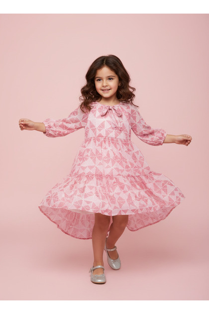 Patterned Chiffon Girl's Dress