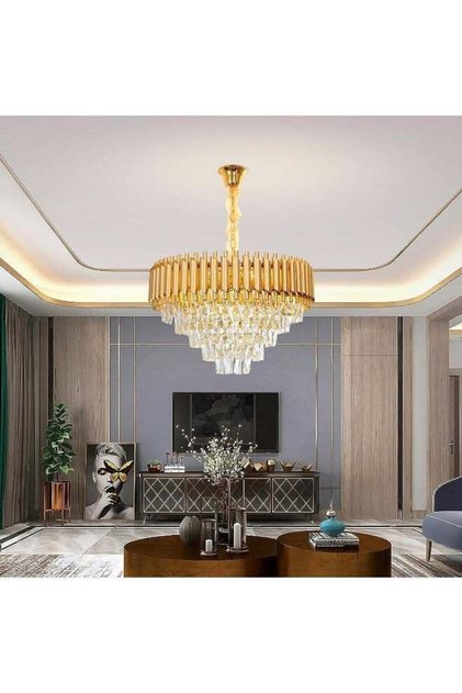 Luxury Golden Round Crystal Chandelier, Dia 60cm