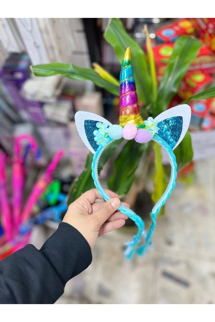 Coroana de păr cu unicorn, albastru