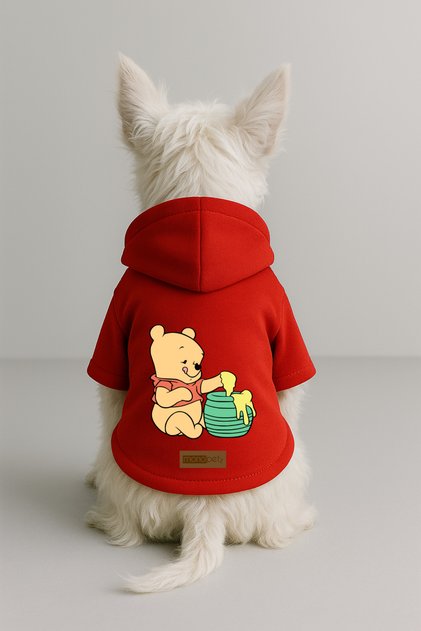 Printed Dog and Cat Clothing & Dress with Fleece Inside - Red Color K Hooded Hoodie B0F8F