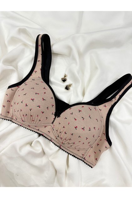 Colorful Patterned Cotton Thick Strap Shaping / Sculpting Wire-Free Bra