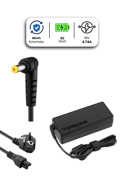 ACER Laptop Notebook Adaptörü Şarj Aleti 19V 4.74A 90W Sarı Uç 5.5x1.7mm Yerli Üretim Orijinal