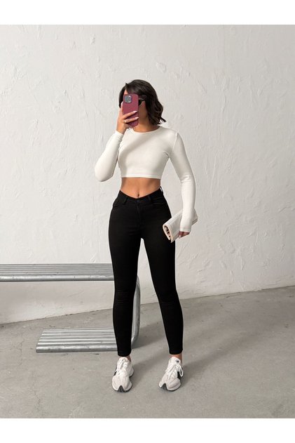 Black Linen Tight-Leg Pants