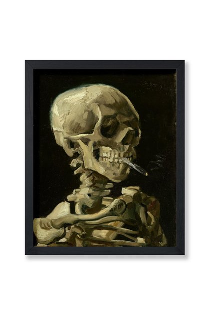 ALAYRA Poster Master Vintage Van Gogh Poster - Retro Skull of a Skeleton with Burning Cigarette Print - Skeleton Art - Gift for Men, Women - Decor for Bedroom, Living Room, Office20.3X25.4 CM