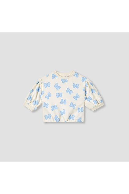 Butterfly Print Sweatshirt with Long Sleeves