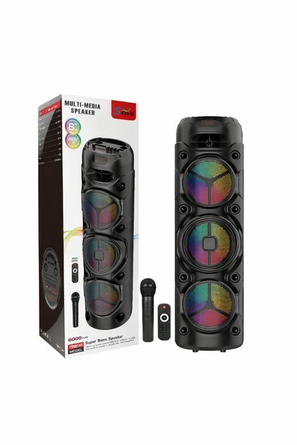 Επαγγελματικό ηχείο Bluetooth ZQS8308 – RGB LED, καραόκε με μικρόφωνο, συσκευή αναπαραγωγής ήχου, TWS, FM/USB/TF/AUX
