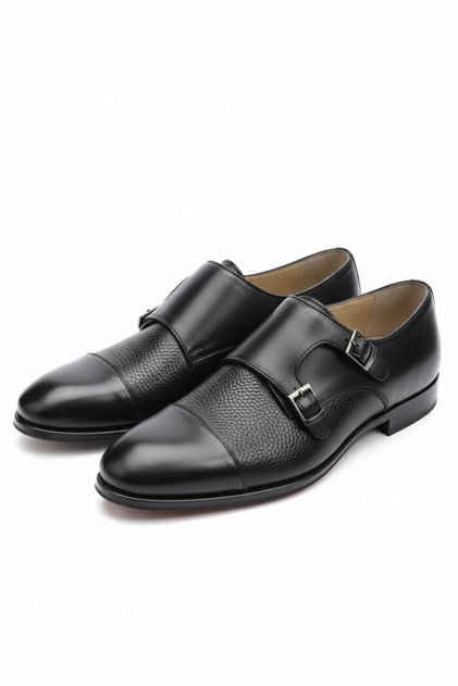 Genuine Leather Men's Double Buckle Wedding Shoes
