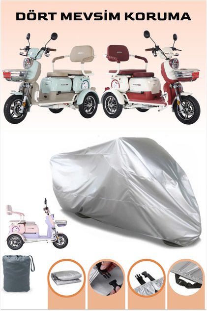 Gray Arora Wind Electric Moped Tarpaulin, 3-Wheel Motor Tarpaulin, with Rubberized Connection Buckle