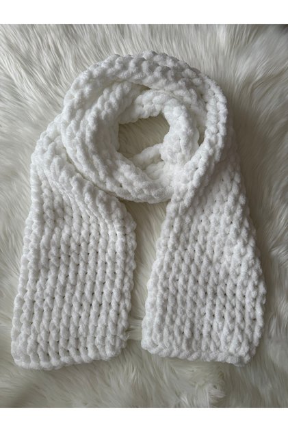 Hand Knitted Puffy Plush Scarf 220*22 cm