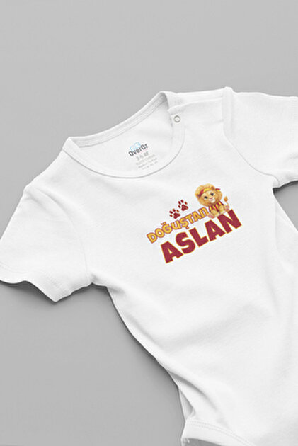 Overoz Doğuştan Fanatik Yazılı Aslan Taraftar Bebek Body Çıtçıtlı