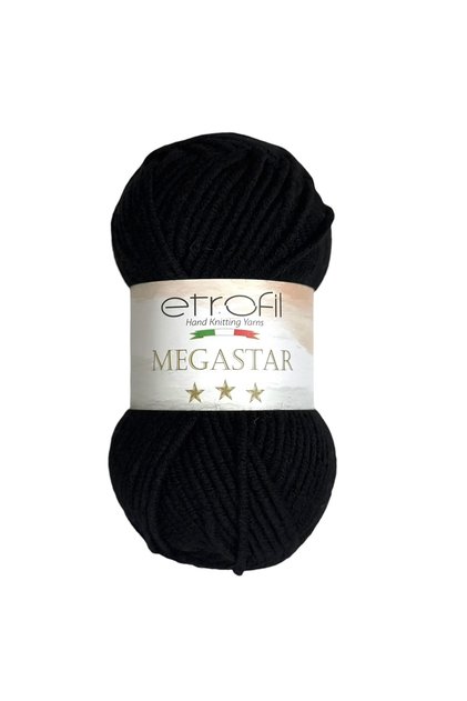 Megastar Knitting Yarn Black 75% Acrylic 25% Wool 100g 110m (70978)