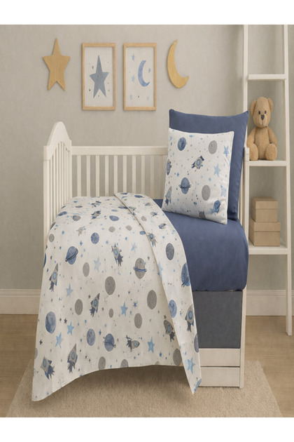 100% Cotton Ranforce Baby Duvet Cover Set | Elasticized Sheet | 4 Pieces |