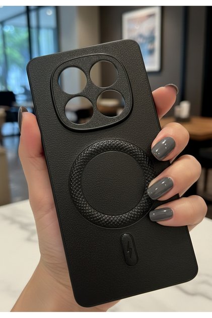 Xiaomi Redmi Note 14 Pro 4G Uyumlu MagSafe Destekli Lüks Deri Görünümlü Kamera Korumalı Kılıf