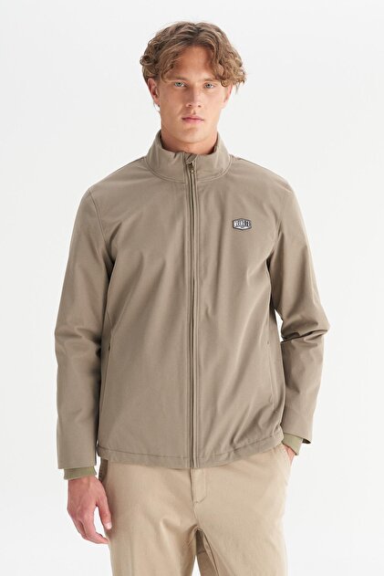 Relaxed Fit Rahat Kesim Dik Yaka Cepli İnce Bomber Ceket