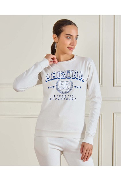 Women White Printed Sweatshirt