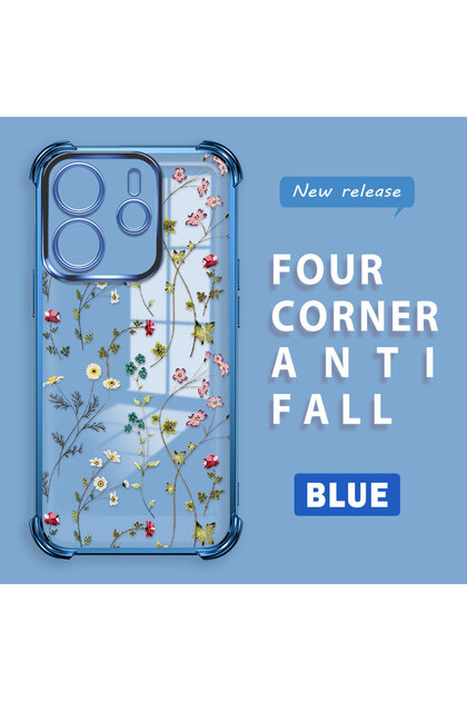 Xiaomi Redmi Note 14 4g Compatible Transparent Silicone Flutter Protective Case Flower Patterns