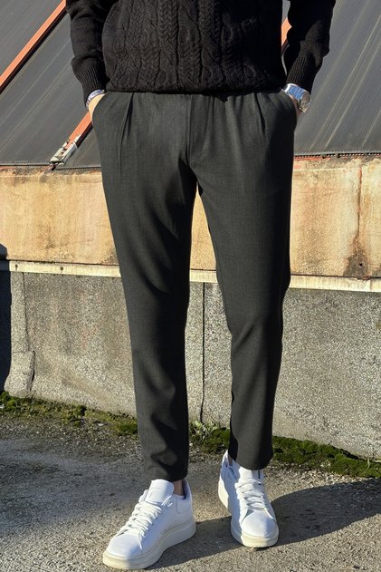 Men'S, Summer-Spring Season, Elastic Waist, Pleated Detail, Standard-Fit, Fabric Pants 25Inp199Dduz