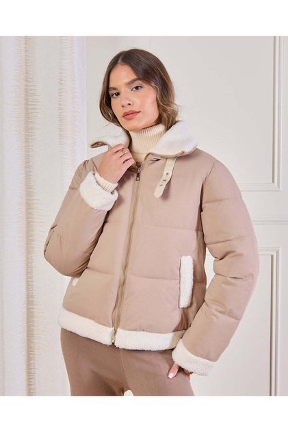 Women Beige Padded Jacket