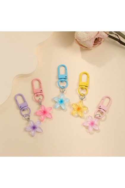 5pcs 5PCS Cute Flower Keychains for Women Floral Key Chains Bag Pendant Resin DIY Keyring Jewelry Ea