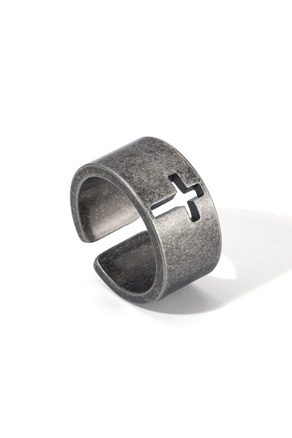 7 Style A Simple Vintage Steel Color Stainless Steel Cross Ring Punk Christian Ring For Men Fashion