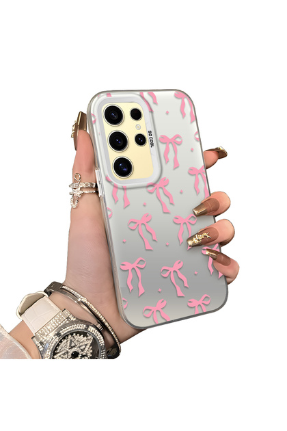 Samsung Galaxy S24 Ultra Compatible Silicone Edge Hard Back Anti-Fall Case Butterfly Knot Patterns