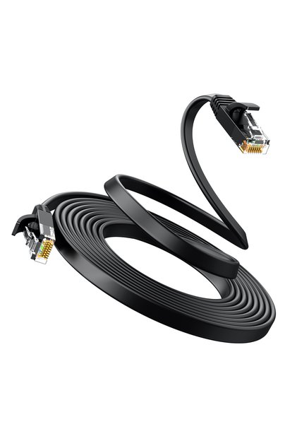 CAT6 Flat Ethernet Kablosu, 5 Metre, Siyah, 50176